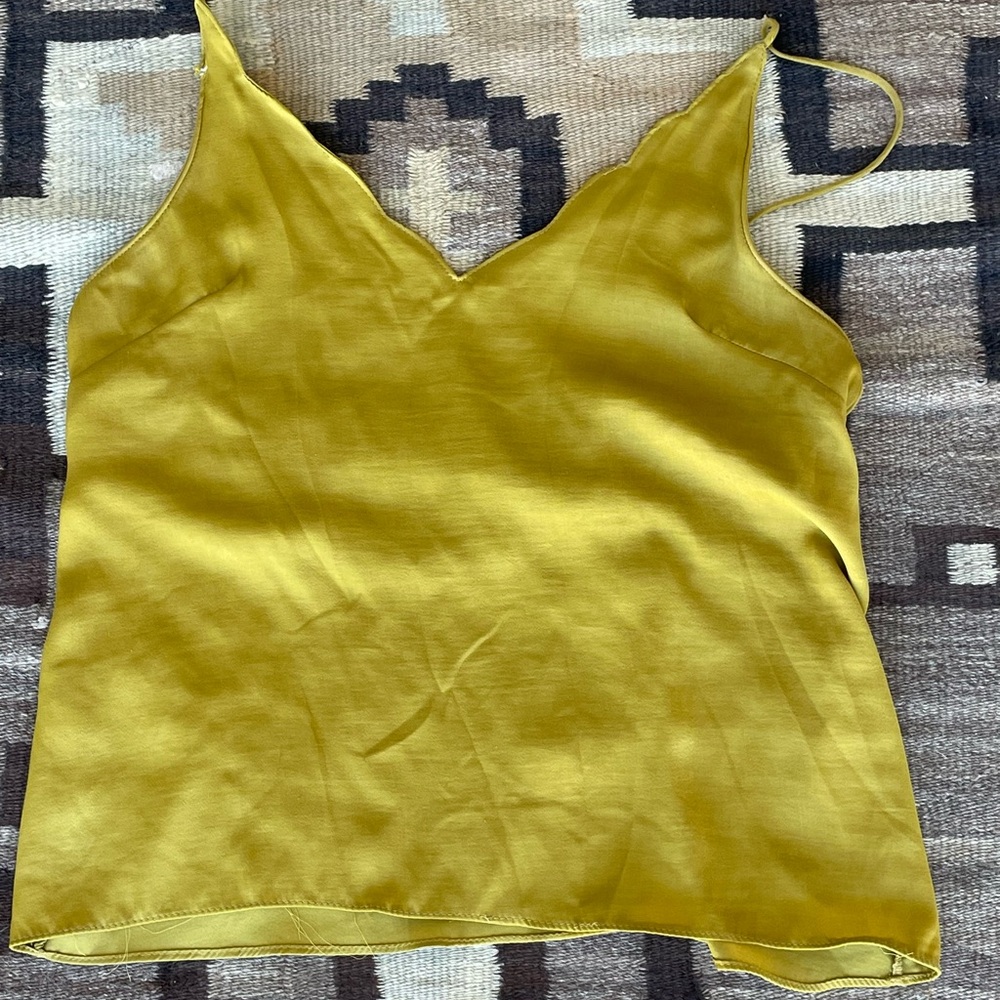Chartreuse lime green 100% silk mustard, XS